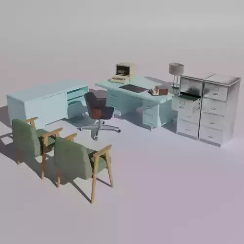 Retro Office Furniture and Supplies Pack