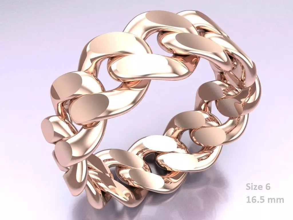 Chain ring - Miami Cuban ring - Link ring - Size 6 - N8531B 3D print model
