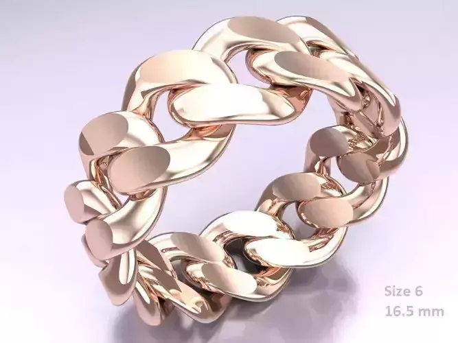 Chain ring - Miami Cuban ring - Link ring - Size 6 - N8531B