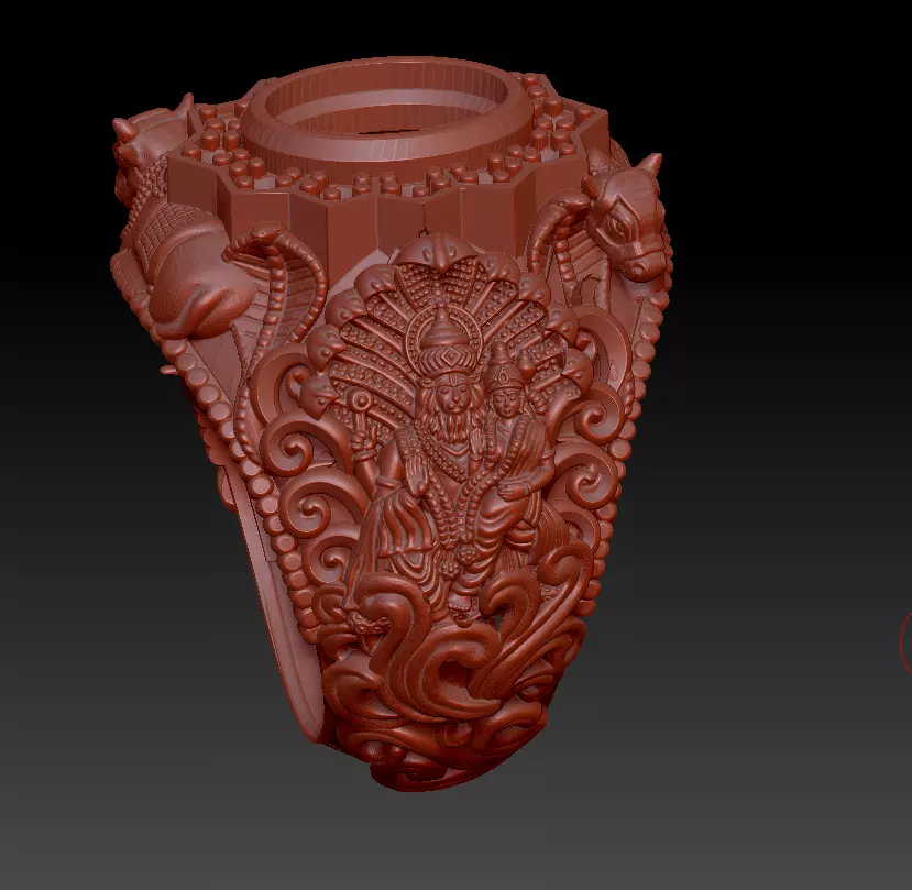 Mens Jewellery Fashion gold Designer Lord Narasimha Ring 3D print model