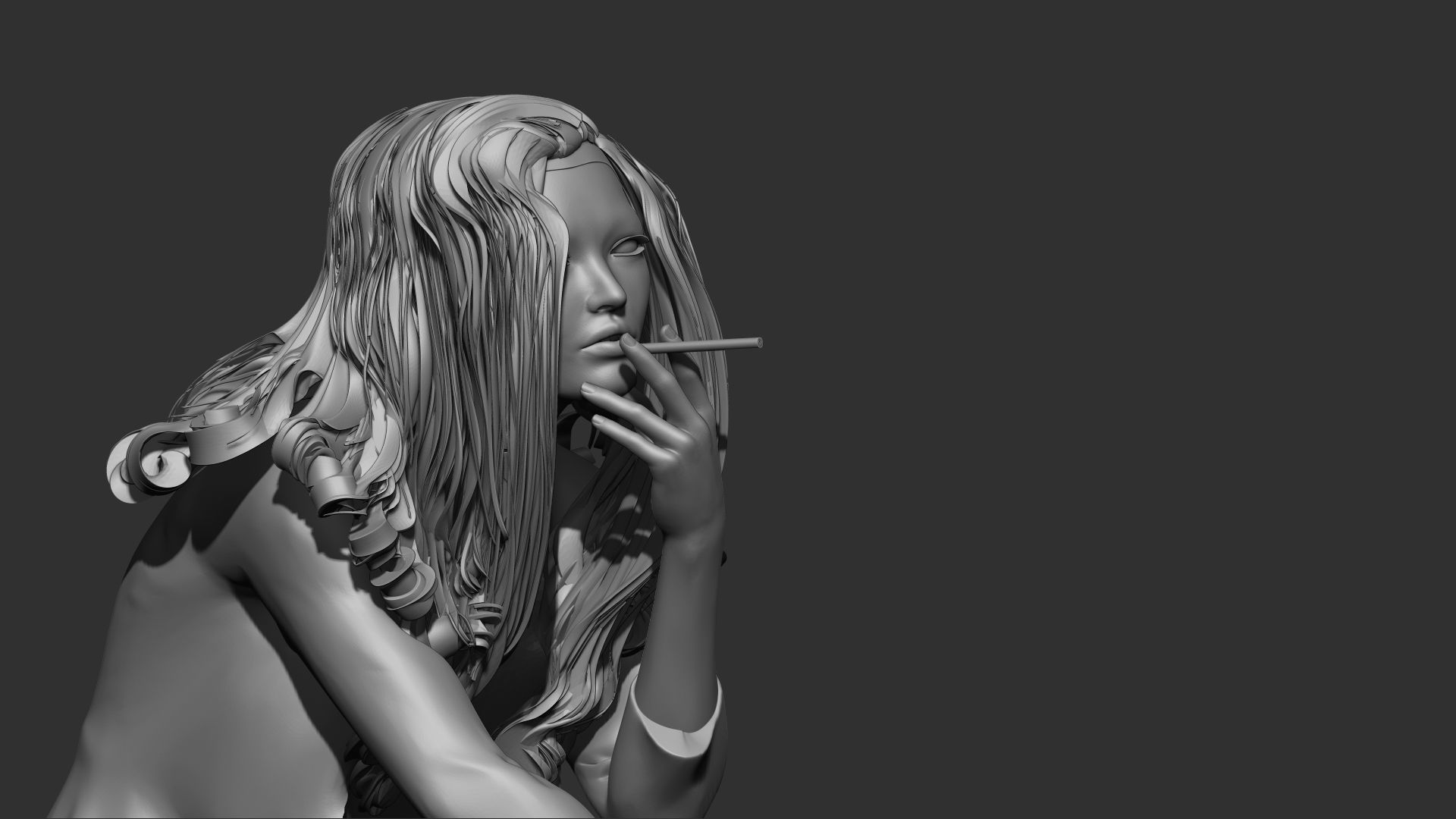 Female 3d print woman kneeling 3D model_3