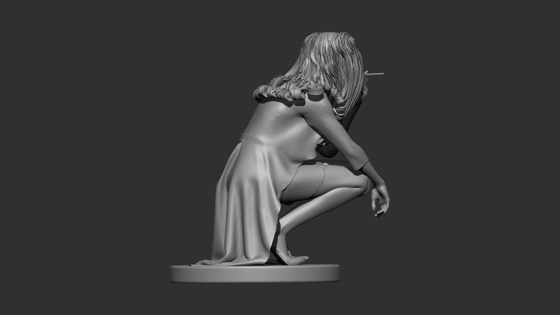 Female 3d print woman kneeling 3D model_8