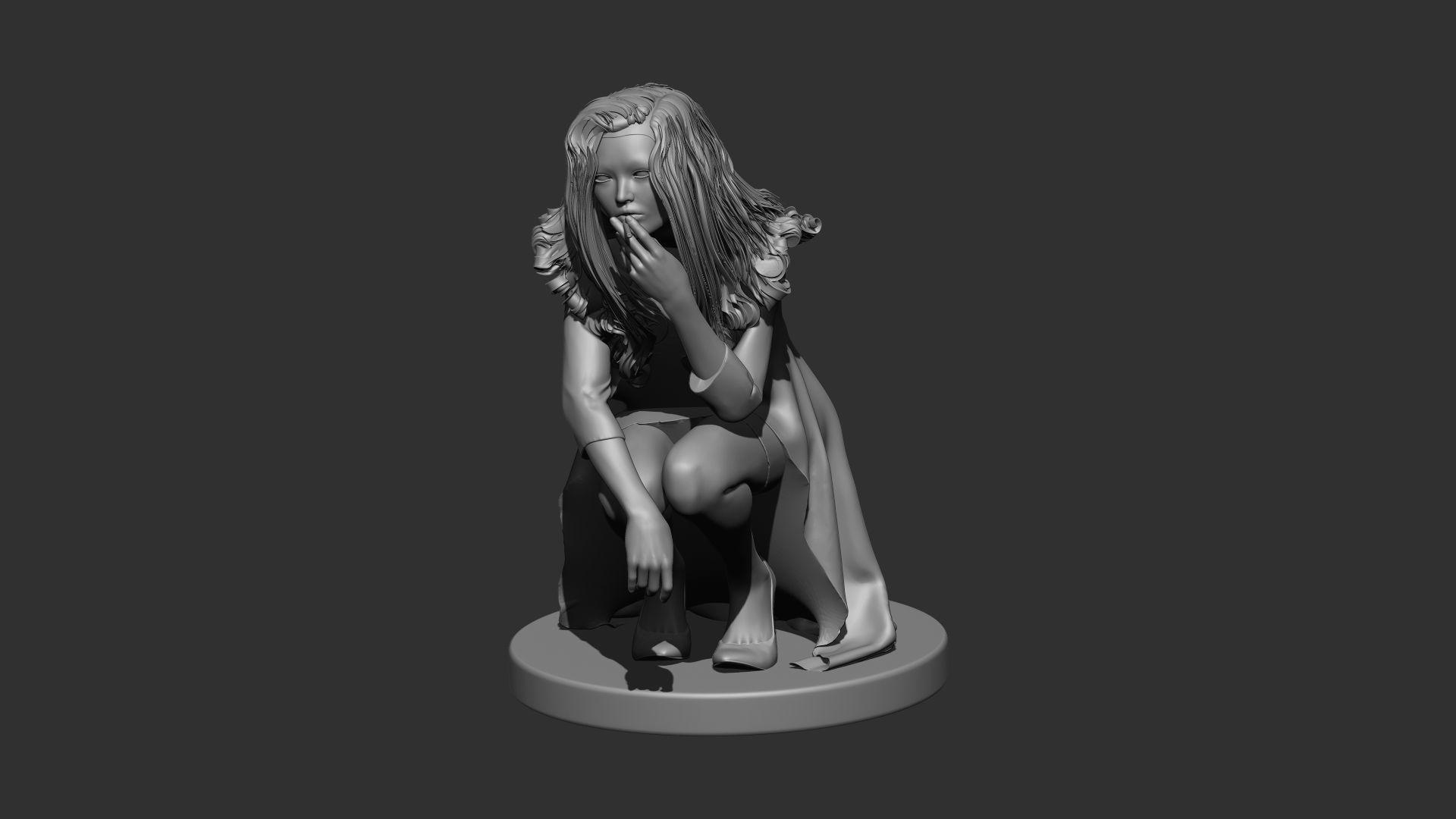 Female 3d print woman kneeling 3D model_7