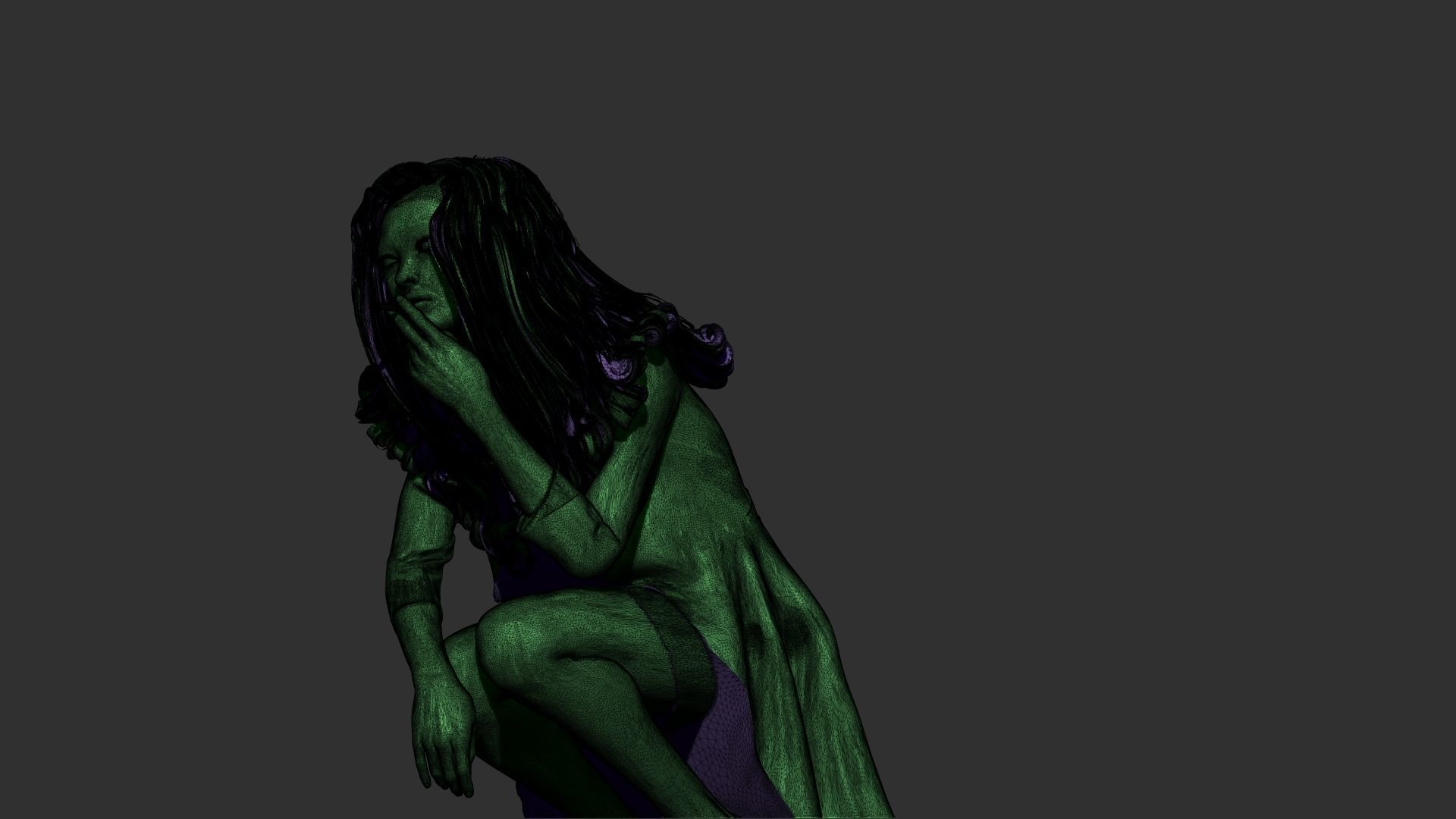 Female 3d print woman kneeling 3D model_6