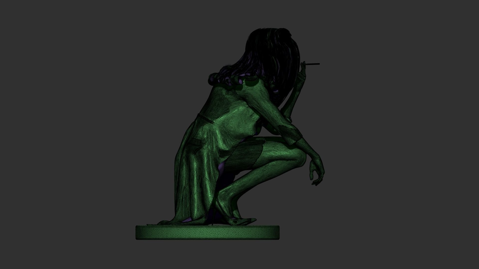 Female 3d print woman kneeling 3D model_2