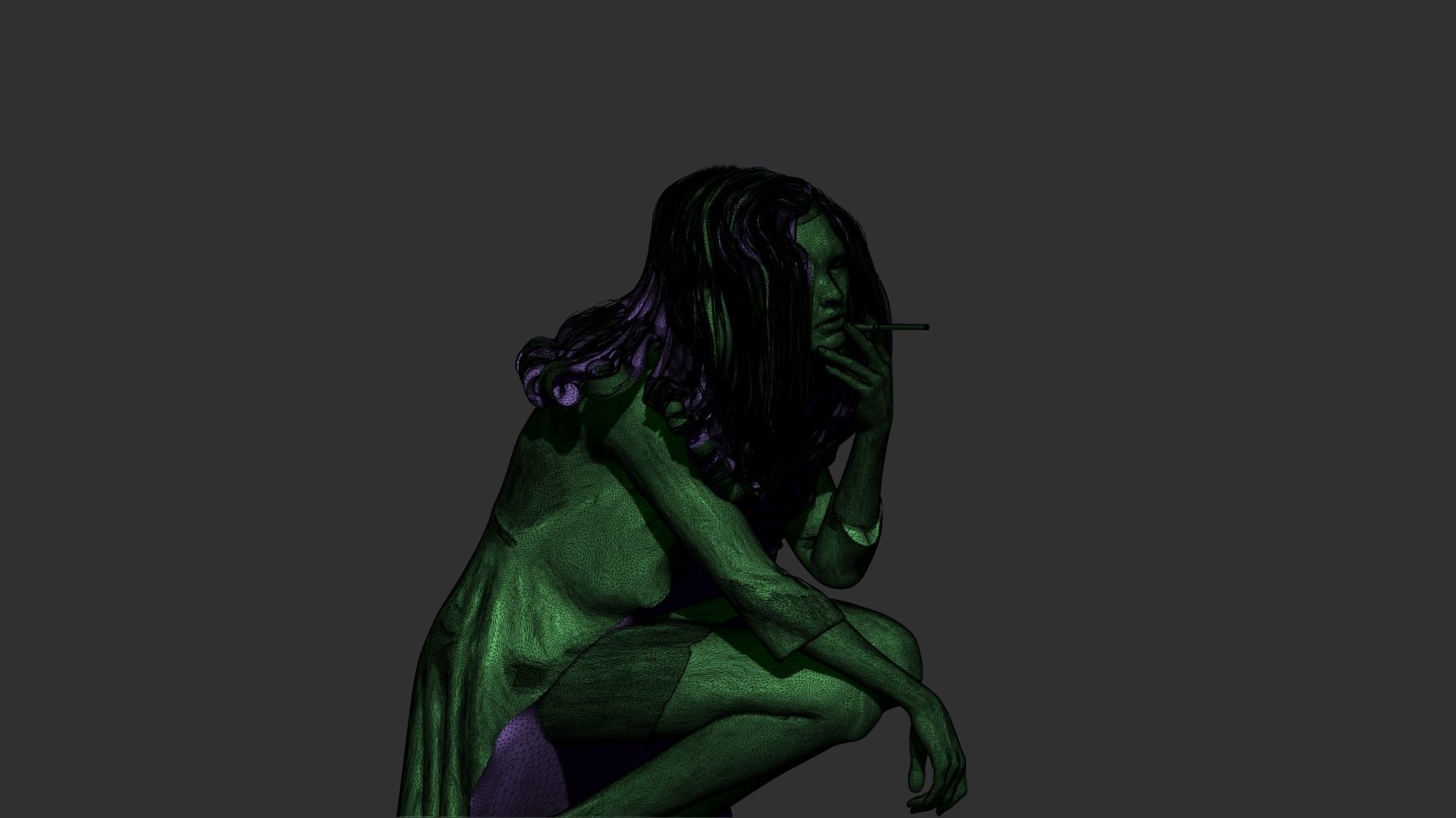 Female 3d print woman kneeling 3D model_5