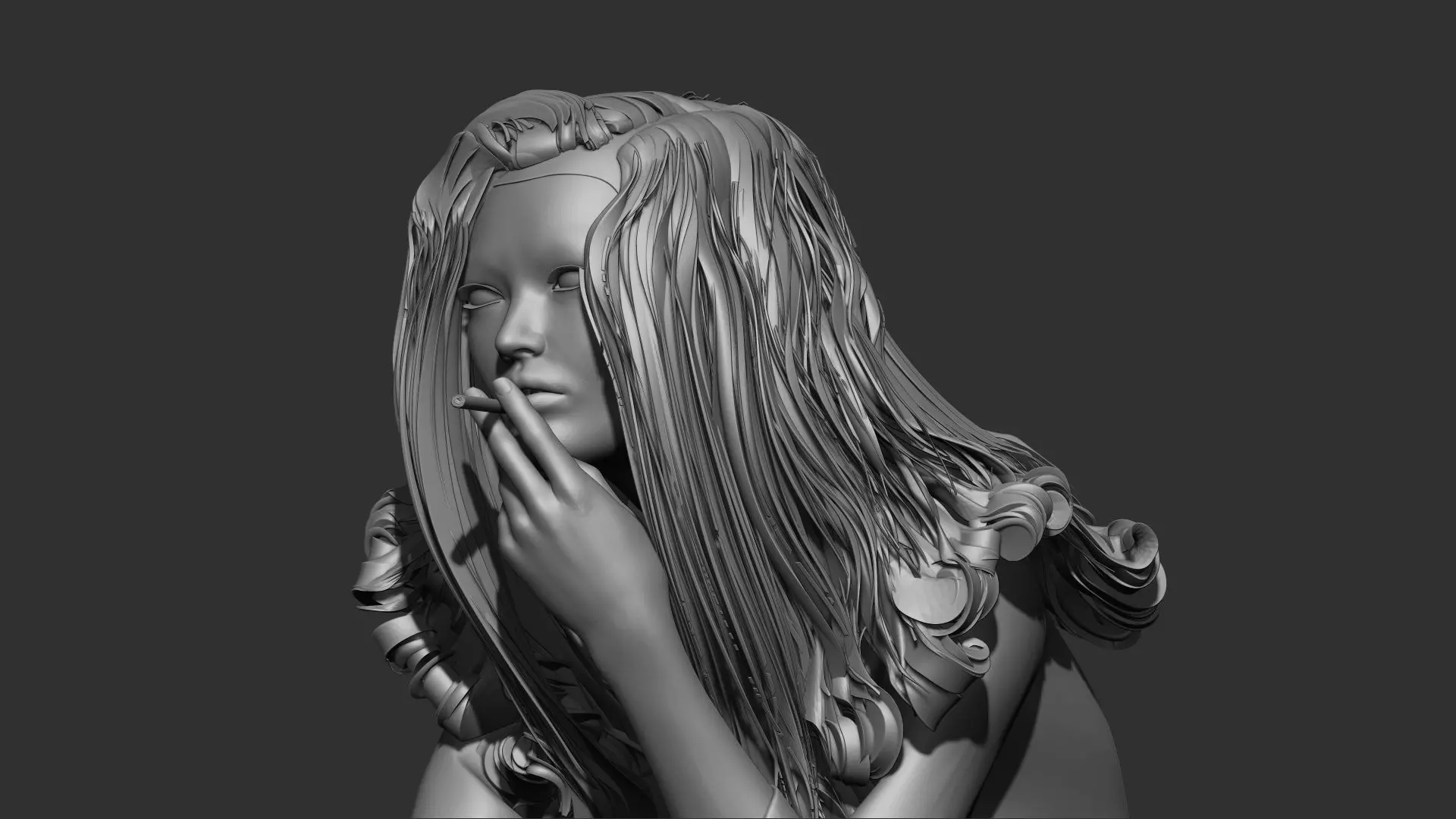 Female 3d print woman kneeling 3D model_0