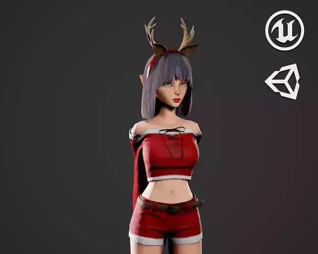 Christmas Elf Girl - Game Ready