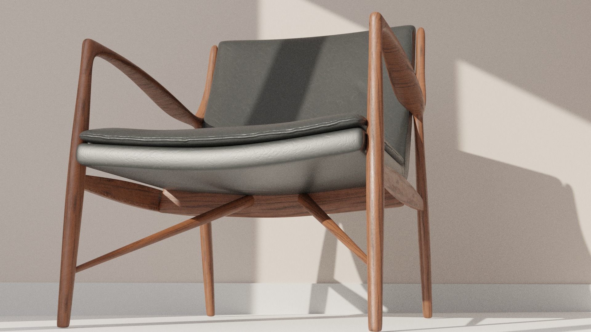 Reading Chair Low-poly 3D model_3