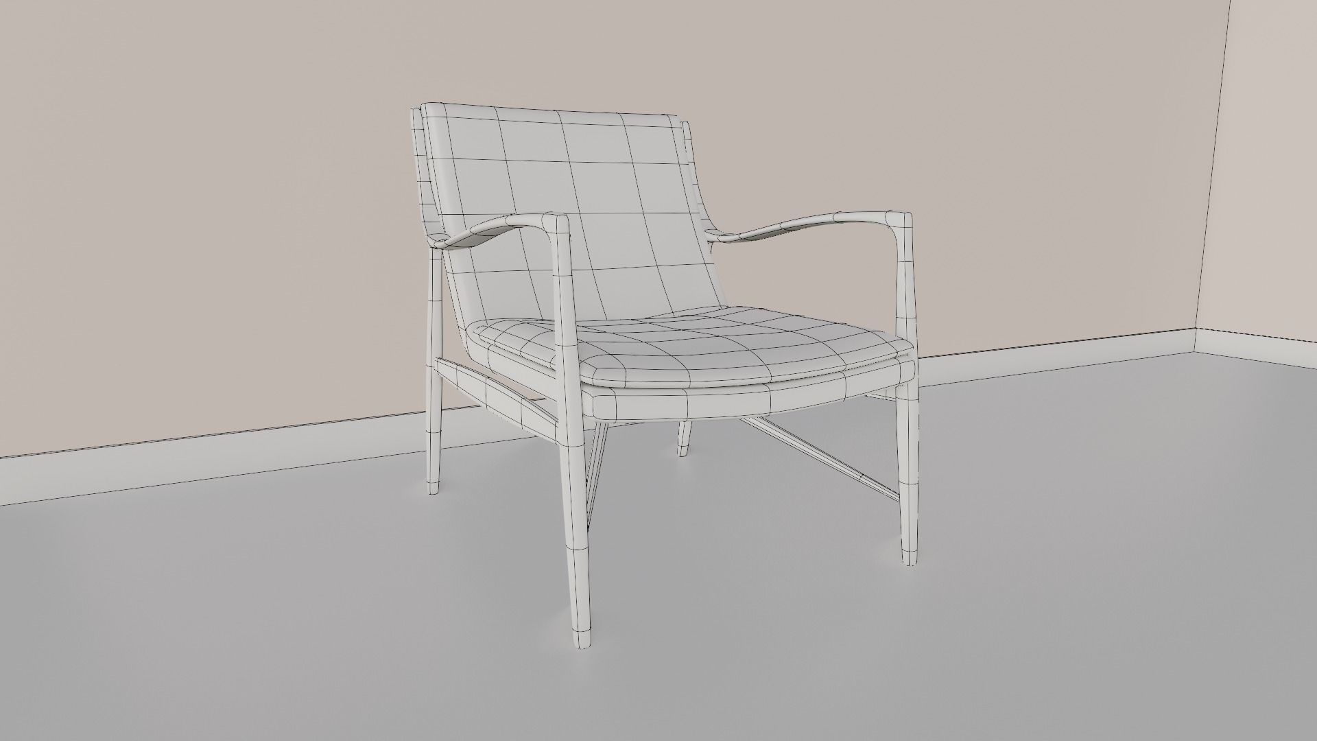 Reading Chair Low-poly 3D model_1