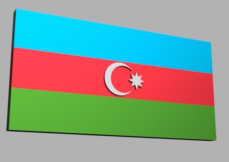 Azerbaijan 3d flag Free 3D model_1