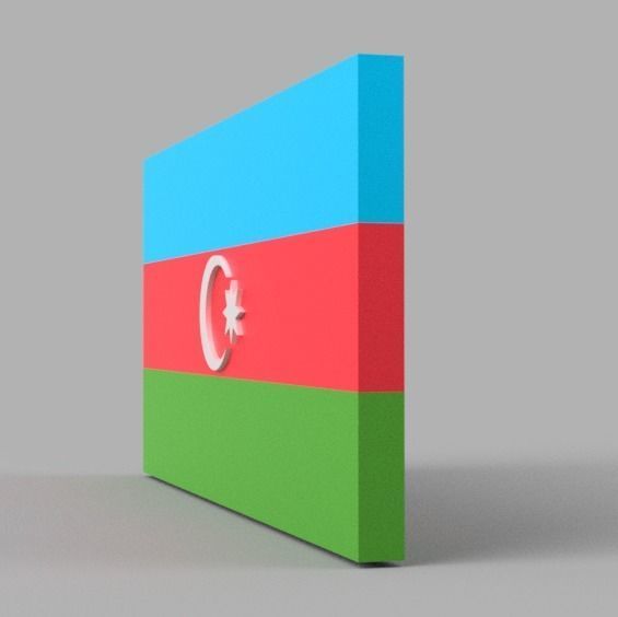 Azerbaijan 3d flag Free 3D model_3