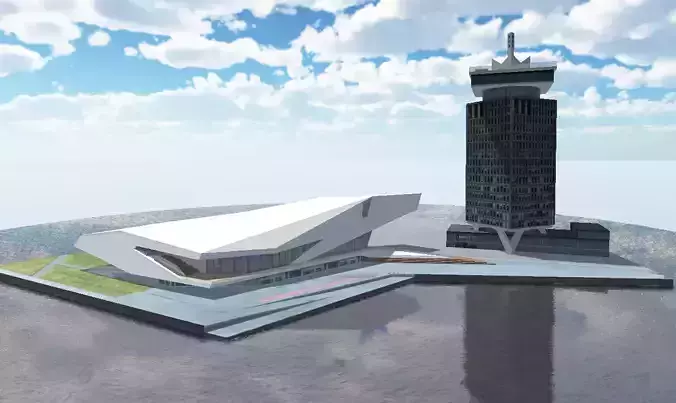  Amsterdam Eye Film Museum and ADAM Lookout 3d model Low-poly 3D model