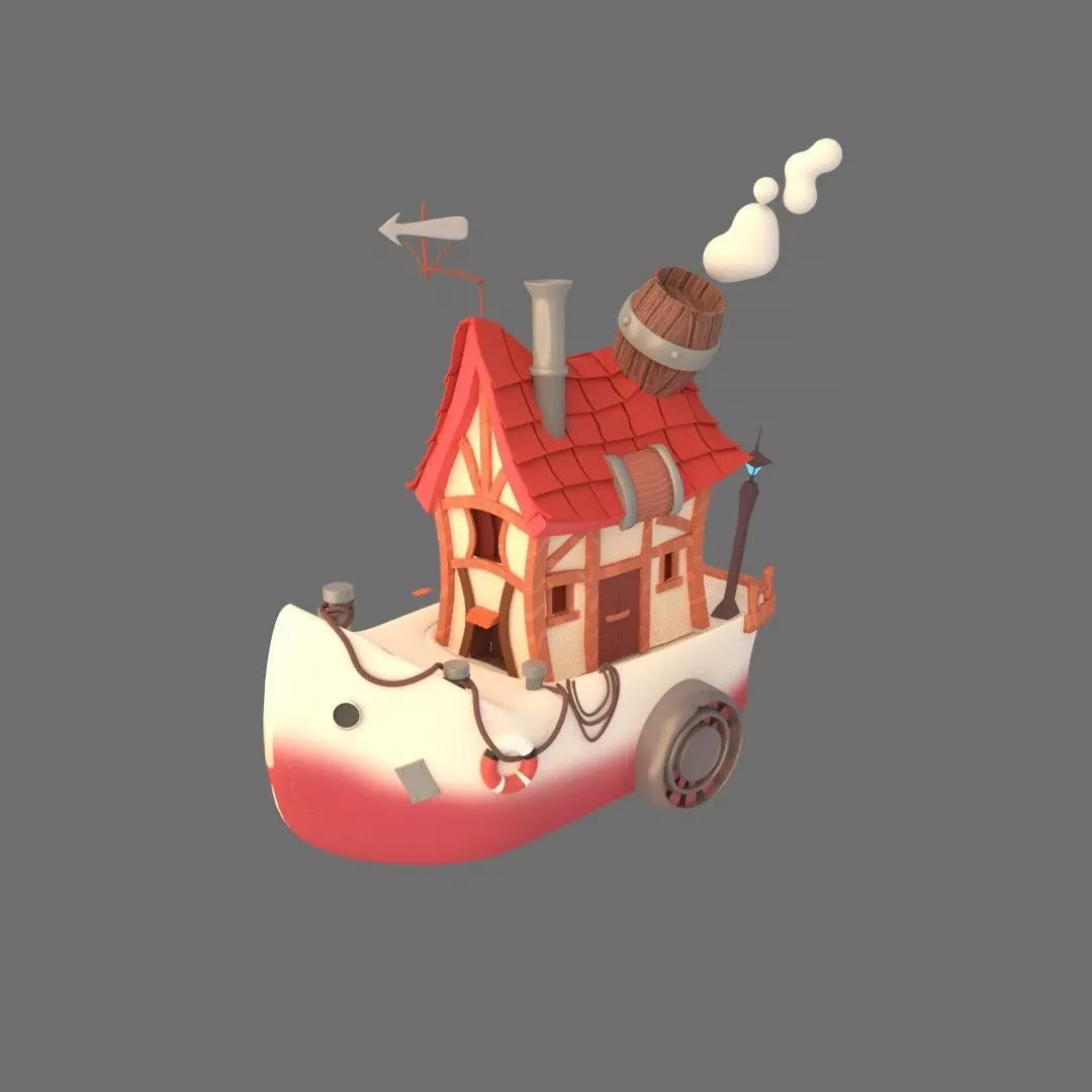 Stylized Boat Low-poly 3D model