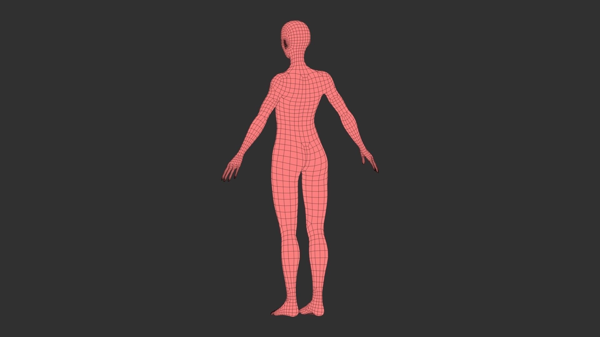 female lowpoly model mannequin Low-poly 3D model_9