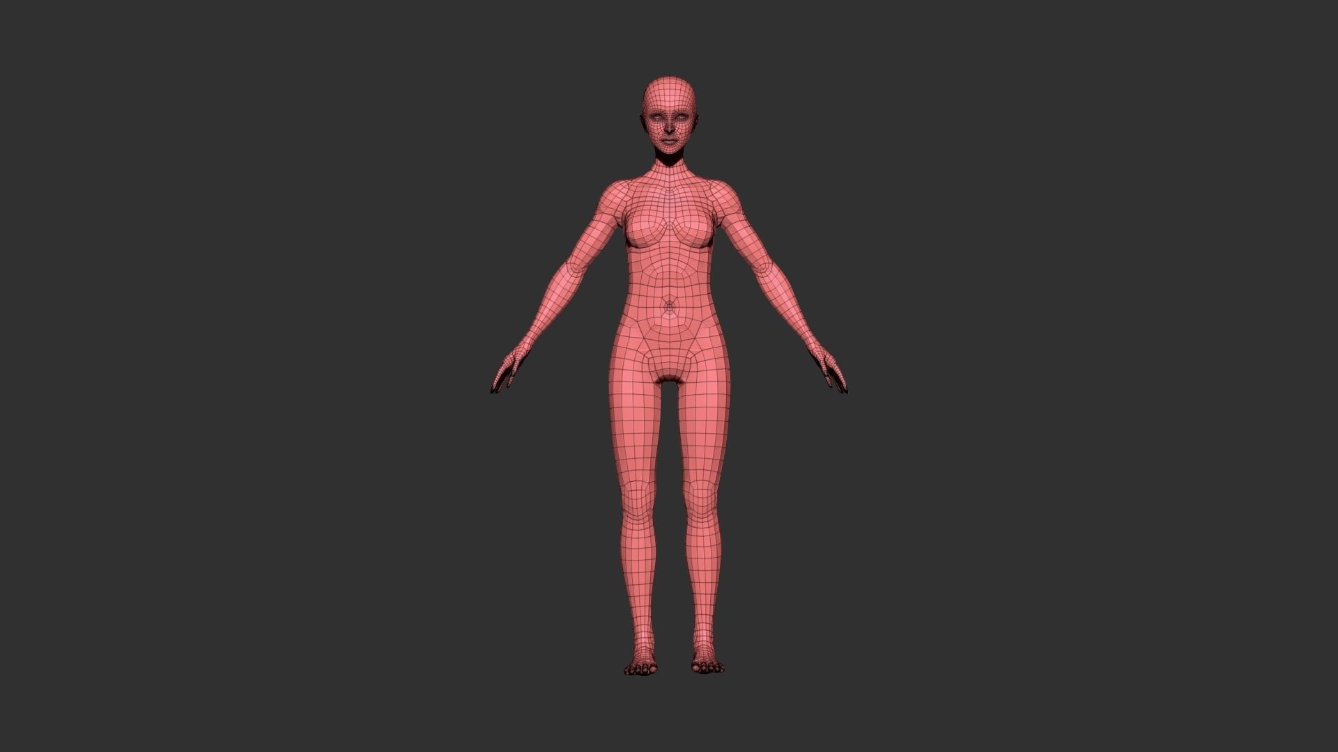 female lowpoly model mannequin Low-poly 3D model_5