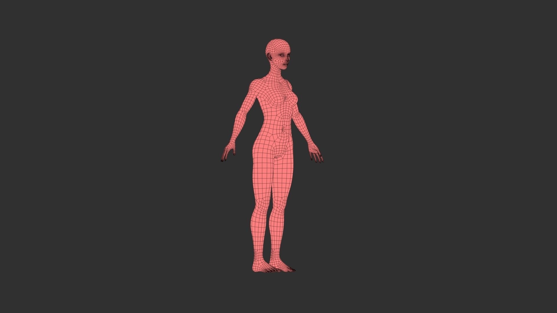female lowpoly model mannequin Low-poly 3D model_8