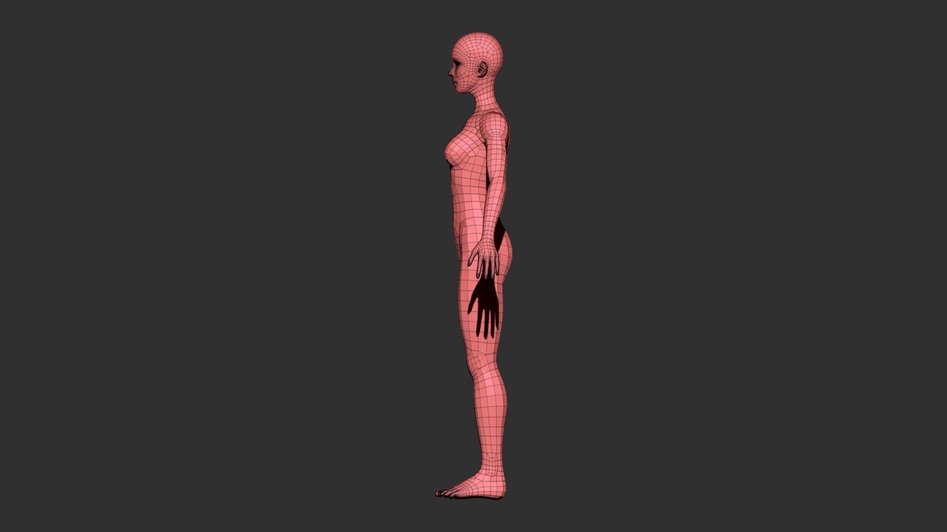 female lowpoly model mannequin Low-poly 3D model_6