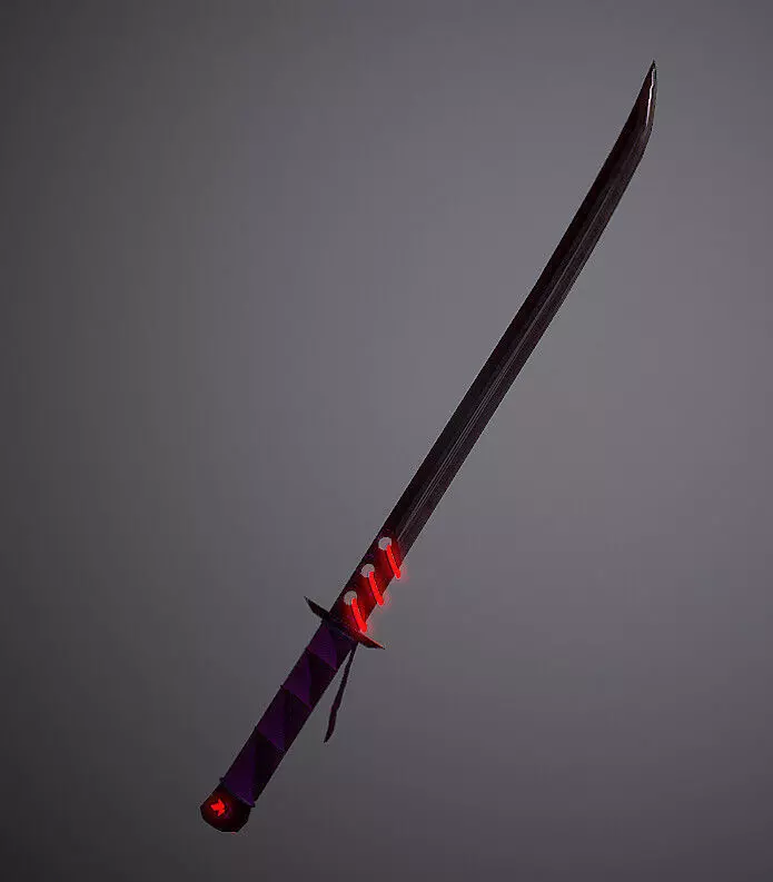 Katana samurai sword Low-poly 3D model_0
