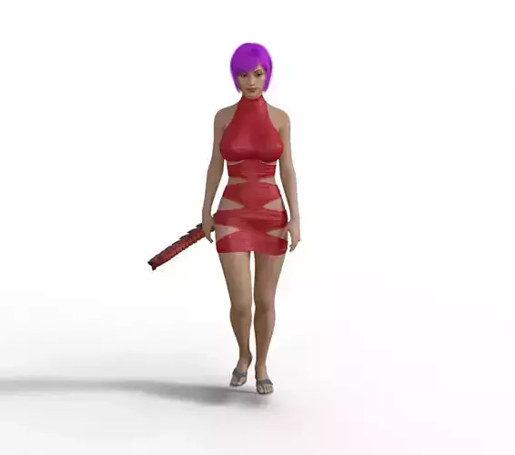 Succubus woman in dress with hair 3D model