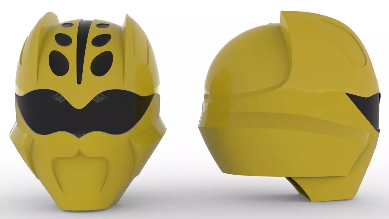 Power Ranger Jungle Fury Yellow Ranger Helmet 3D print model_0
