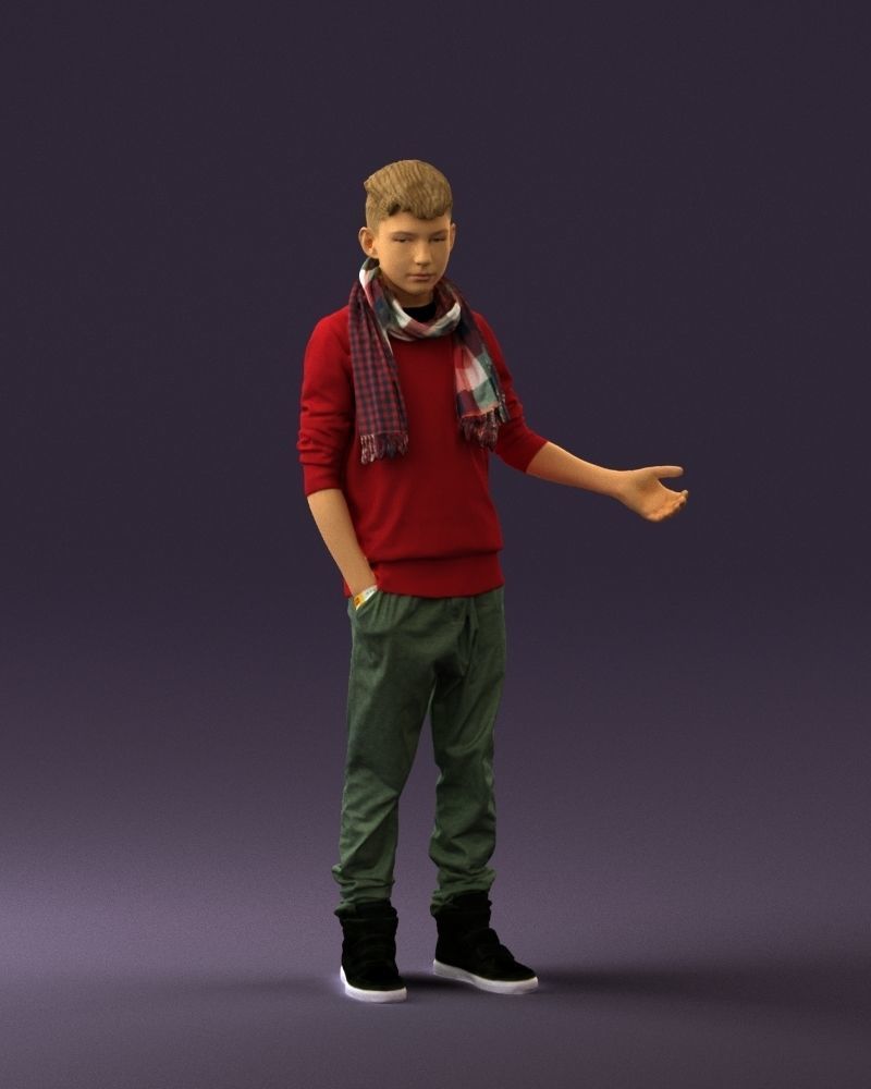 Jumior in red sweater and scarf 0810 3D Print Ready 3D print model_3