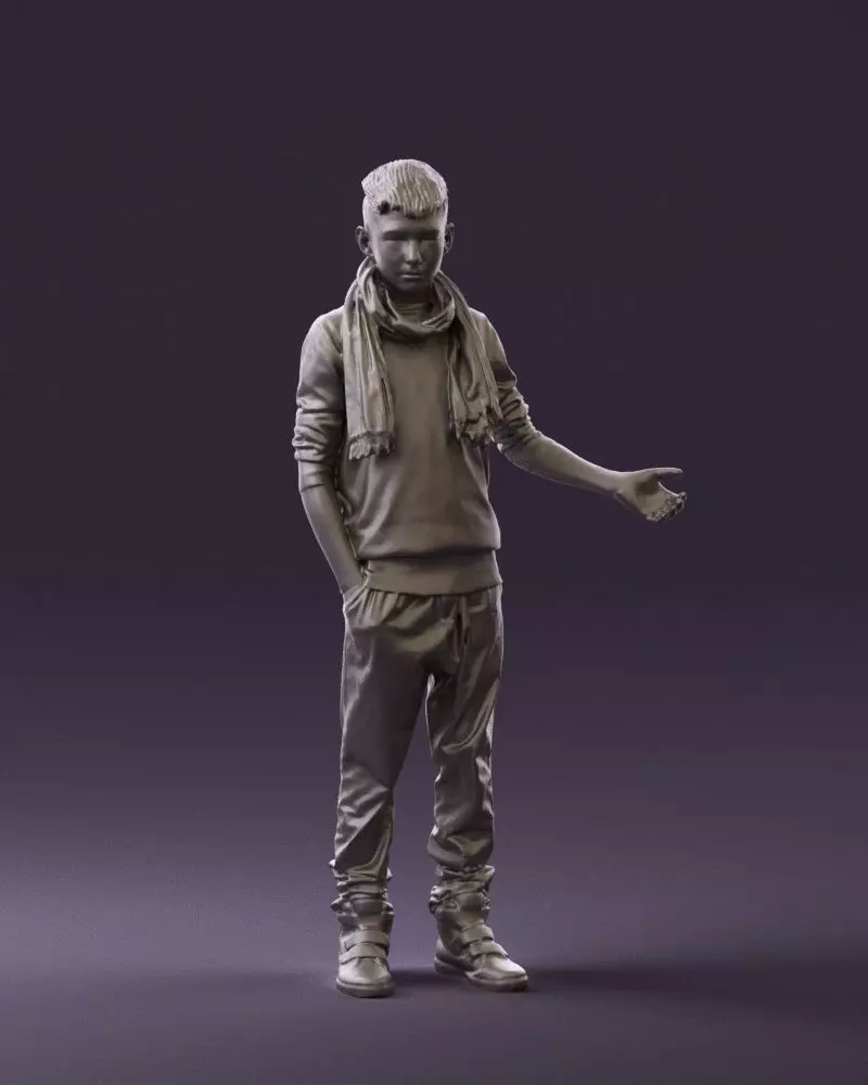 Jumior in red sweater and scarf 0810 3D Print Ready 3D print model_0