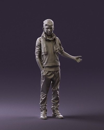 Jumior in red sweater and scarf 0810 3D Print Ready 3D print model