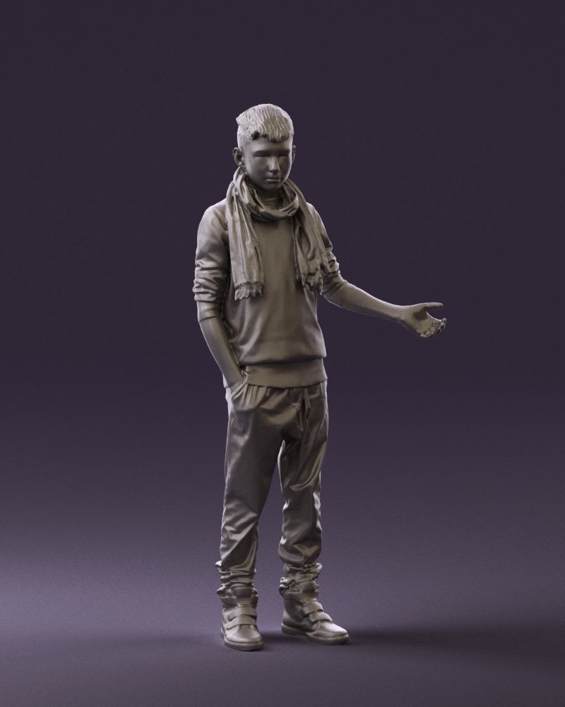 Jumior in red sweater and scarf 0810 3D Print Ready 3D print model_2