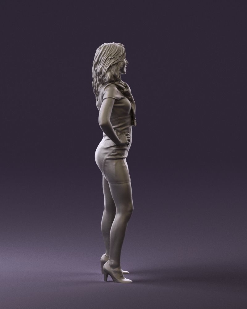 Woman in turquoise dress green scarf 0729 3D Print Ready 3D print model_8