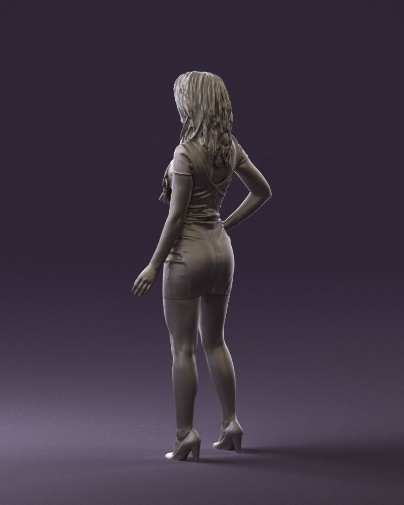 Woman in turquoise dress green scarf 0729 3D Print Ready 3D print model_14