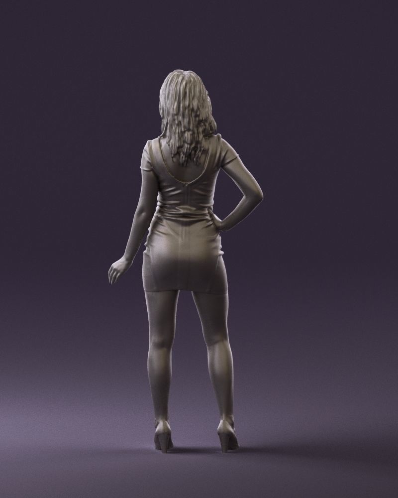 Woman in turquoise dress green scarf 0729 3D Print Ready 3D print model_12