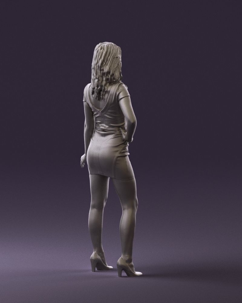 Woman in turquoise dress green scarf 0729 3D Print Ready 3D print model_10