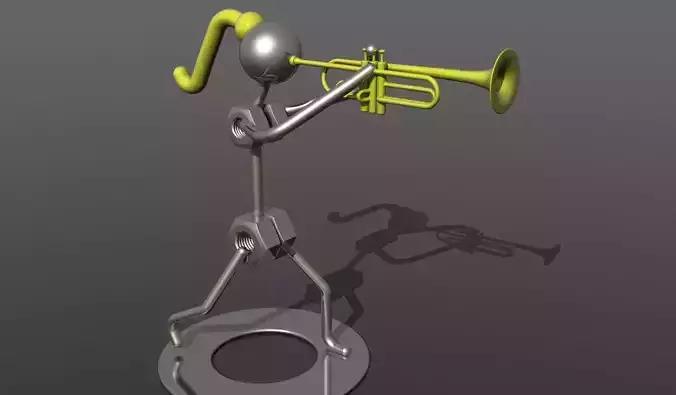 Trubadur person playing trumpet 3D model