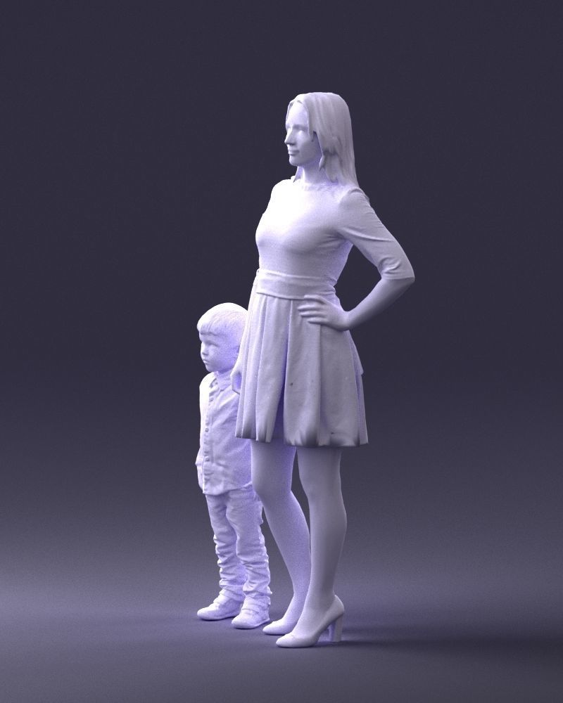 000388 Realistic 3D Scanned Family Set Woman and Child Low-poly 3D model_29