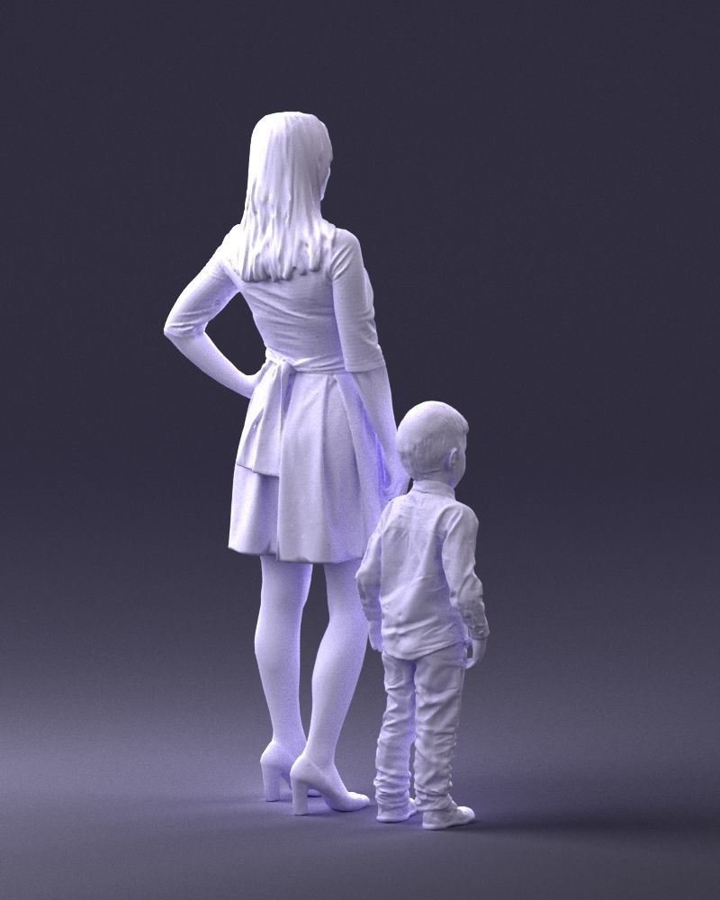 000388 Realistic 3D Scanned Family Set Woman and Child Low-poly 3D model_17