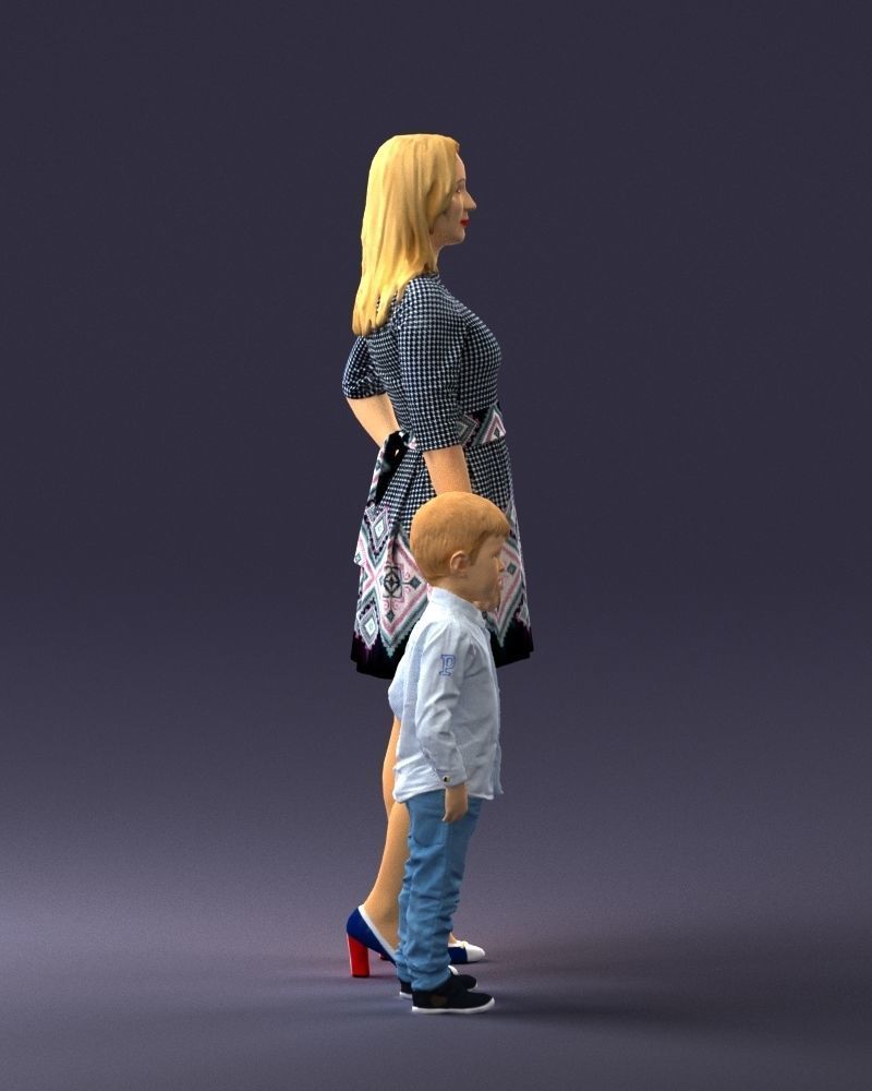 000388 Realistic 3D Scanned Family Set Woman and Child Low-poly 3D model_13