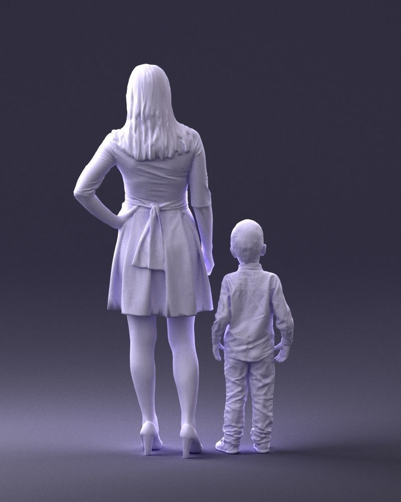000388 Realistic 3D Scanned Family Set Woman and Child Low-poly 3D model_20