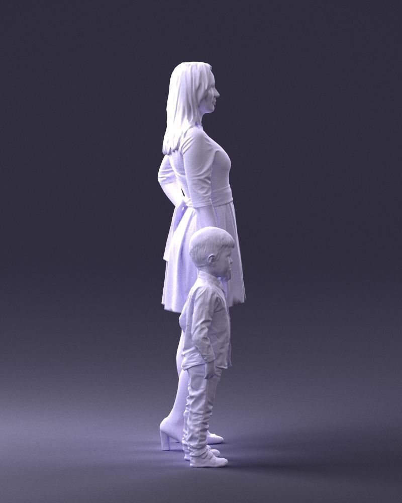 000388 Realistic 3D Scanned Family Set Woman and Child Low-poly 3D model_14