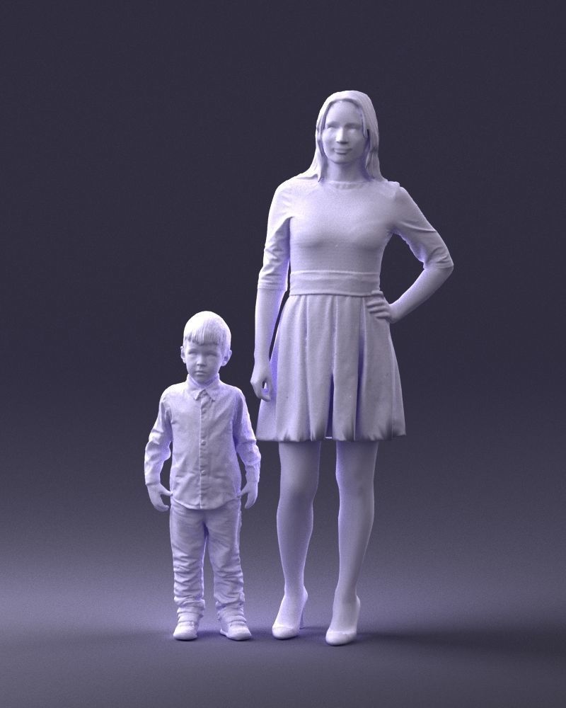 000388 Realistic 3D Scanned Family Set Woman and Child Low-poly 3D model_35