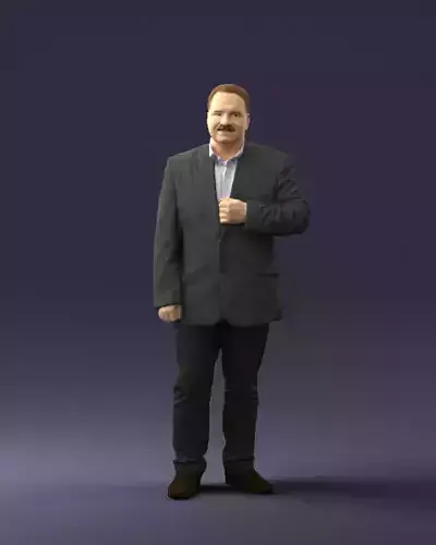 Mustachioed plump man suit 0739