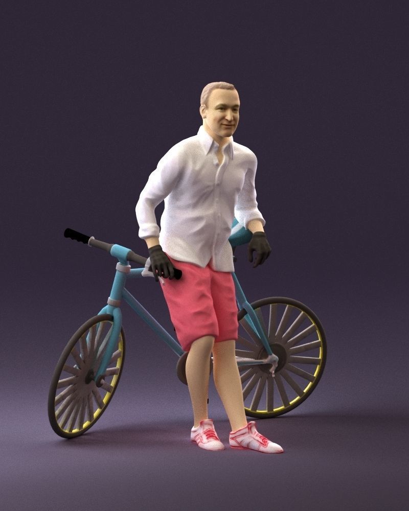 man with bicycle 1097 3D model_2