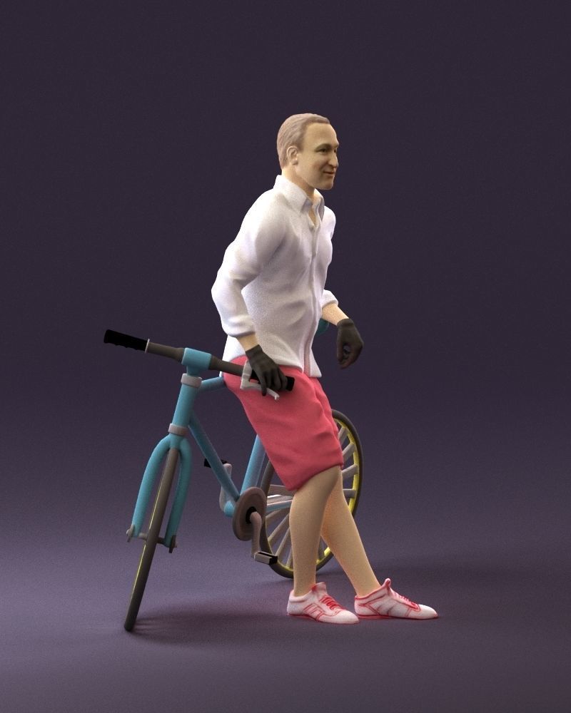 man with bicycle 1097 3D model_3