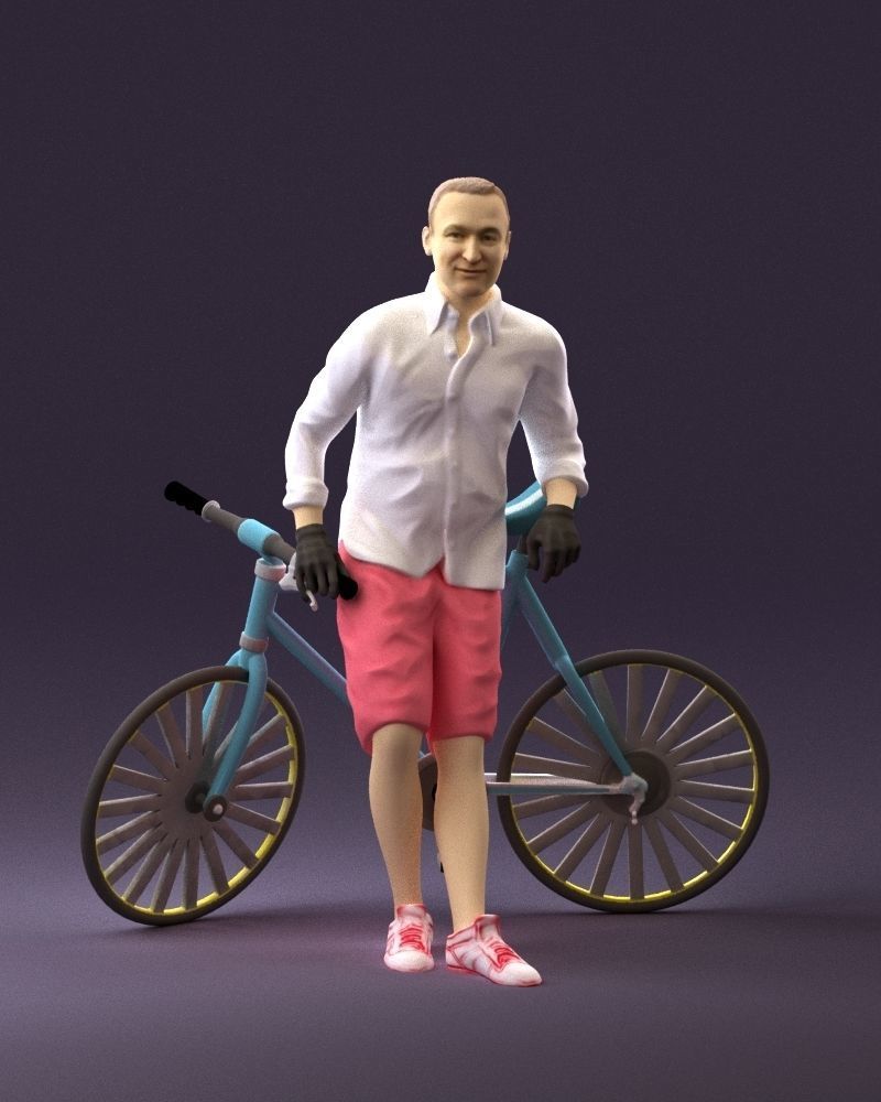 man with bicycle 1097 3D model_1