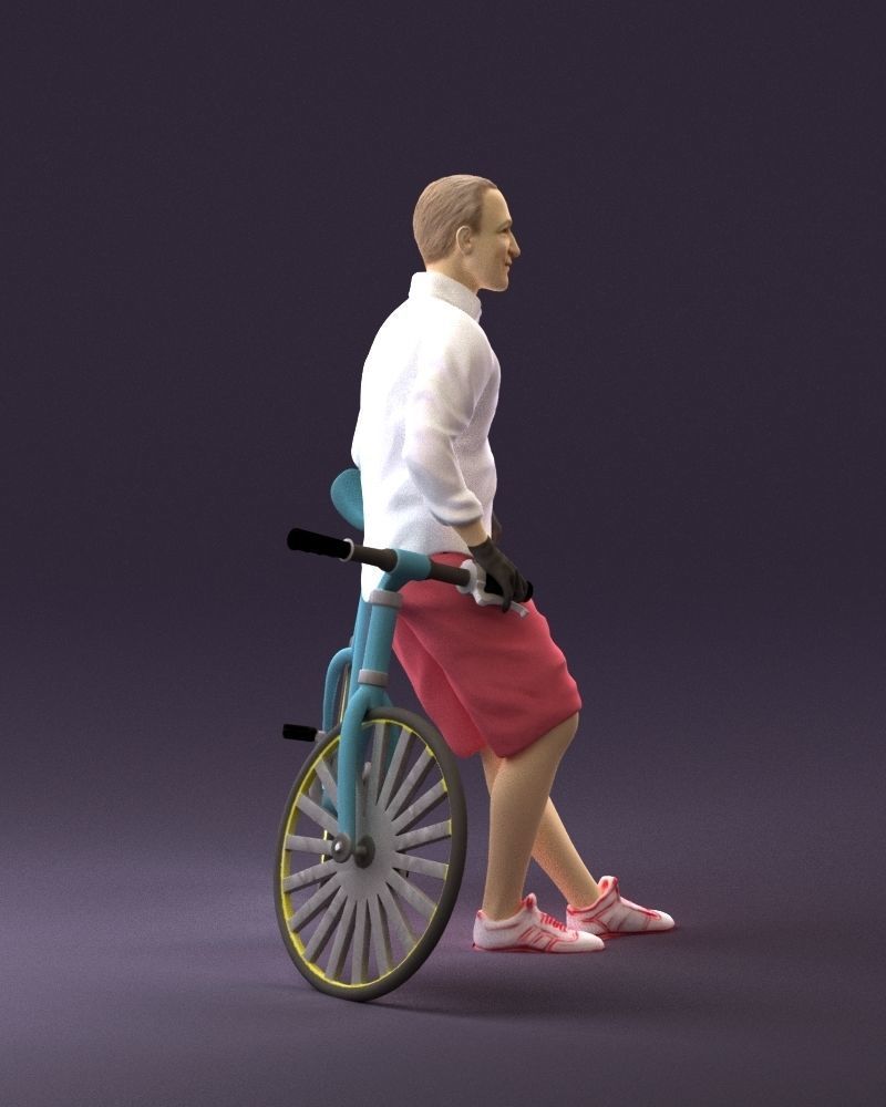 man with bicycle 1097 3D model_4