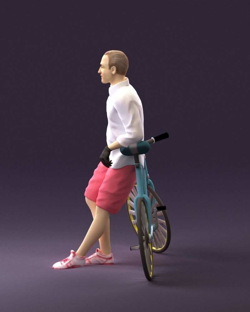 man with bicycle 1097 3D model_8