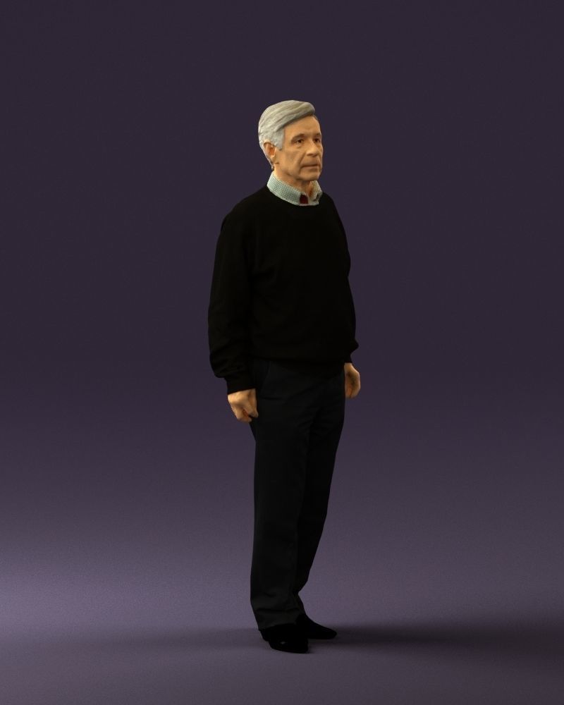 Old man in black sweater 0563 3D model_6