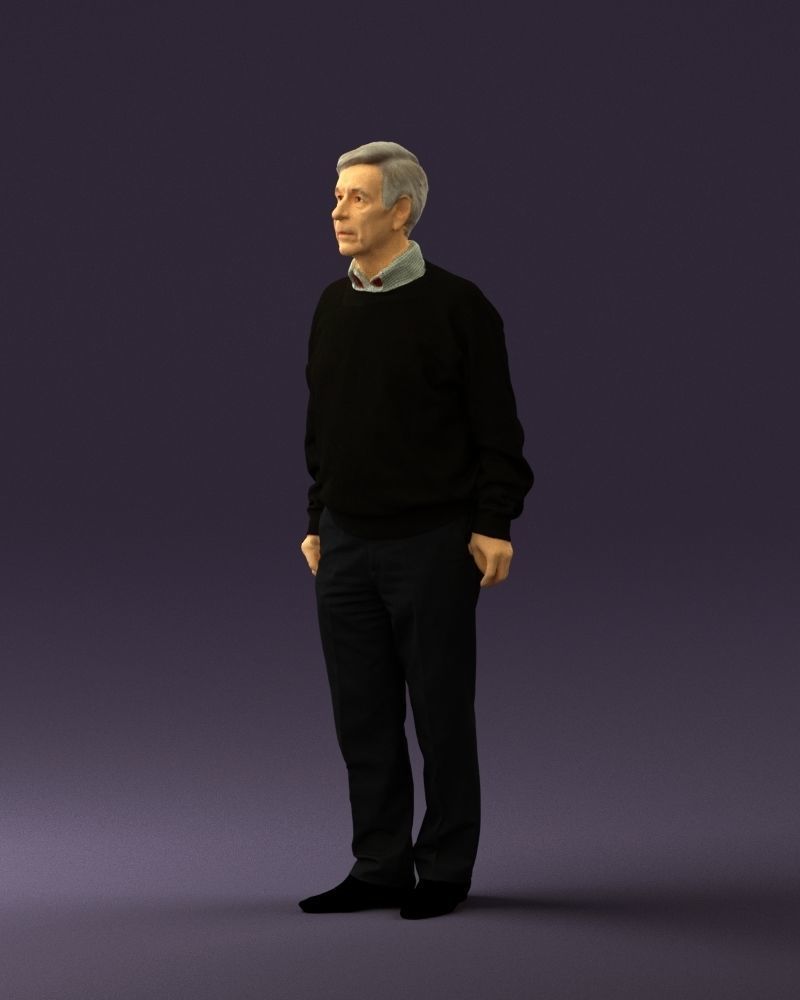 Old man in black sweater 0563 3D model_27