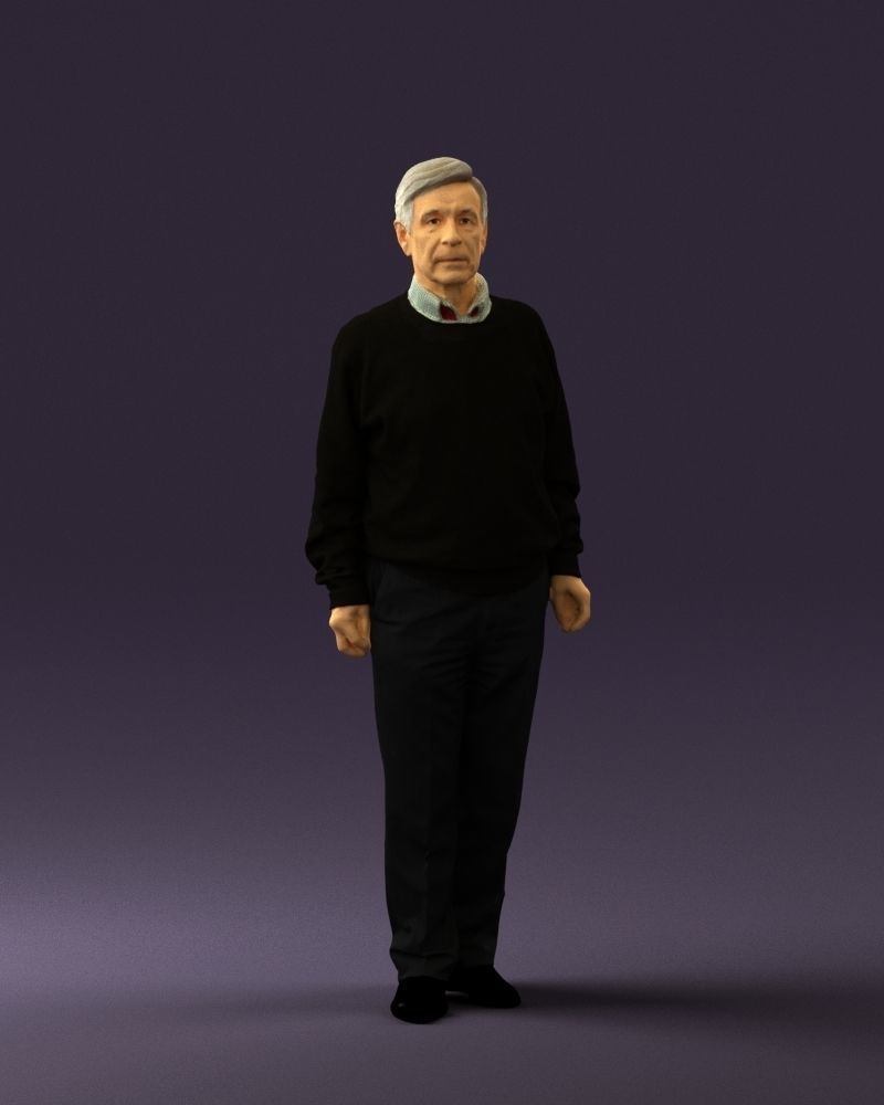 Old man in black sweater 0563 3D model_36