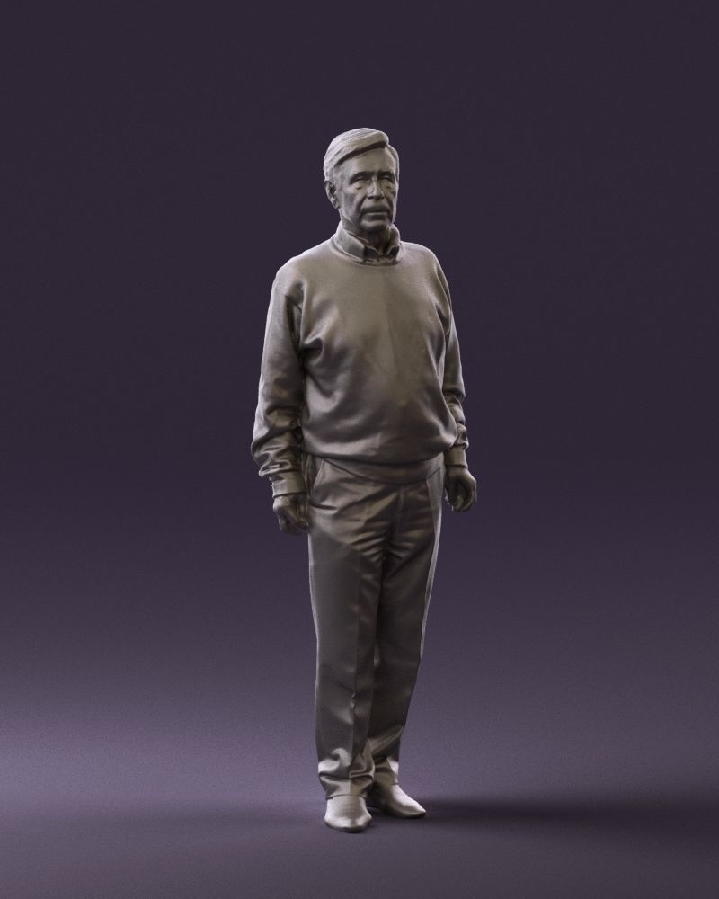 Old man in black sweater 0563 3D model_4